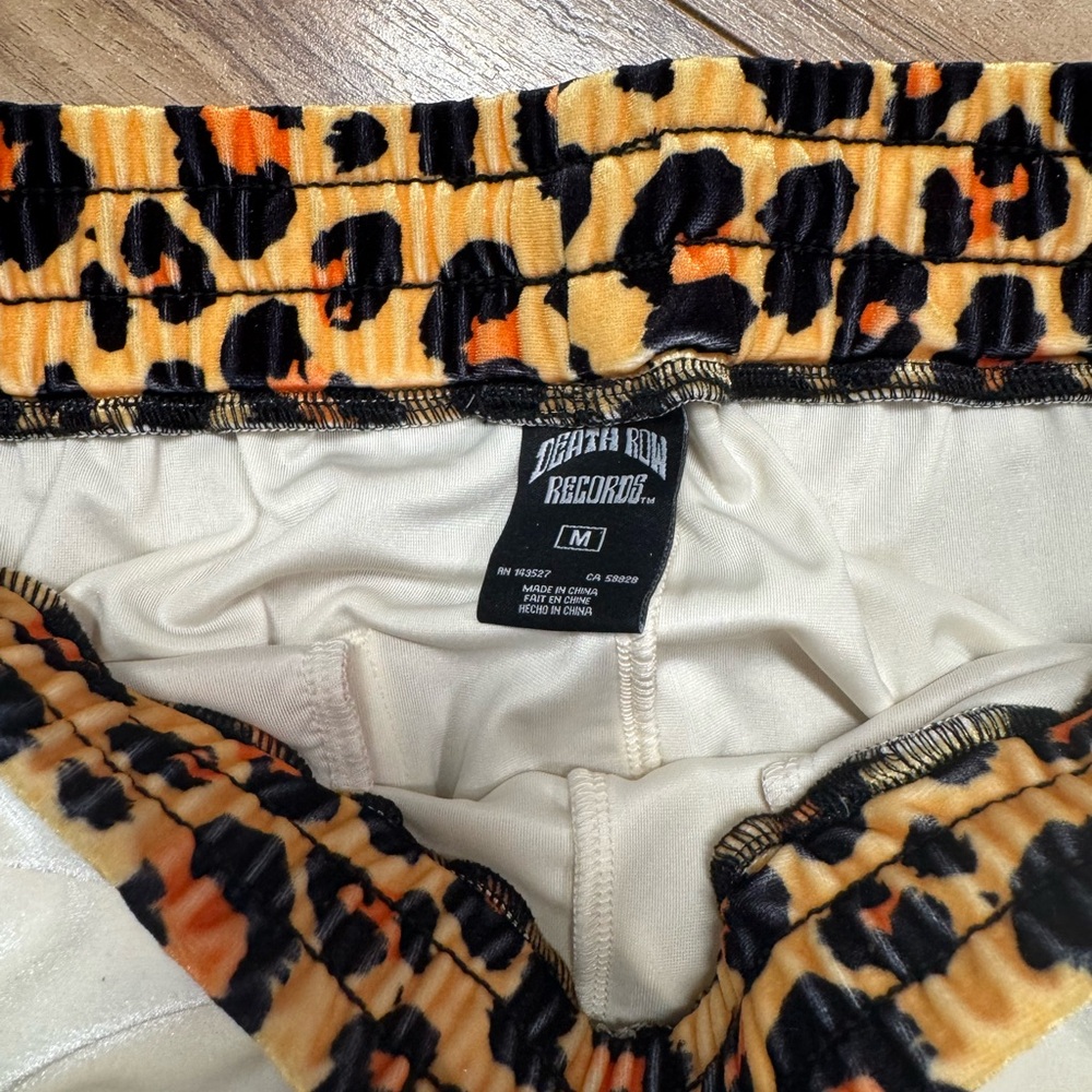 Death row records dr Bombay Women’s Jogger Pants with Leopard Trim velour - Picture 6 of 6